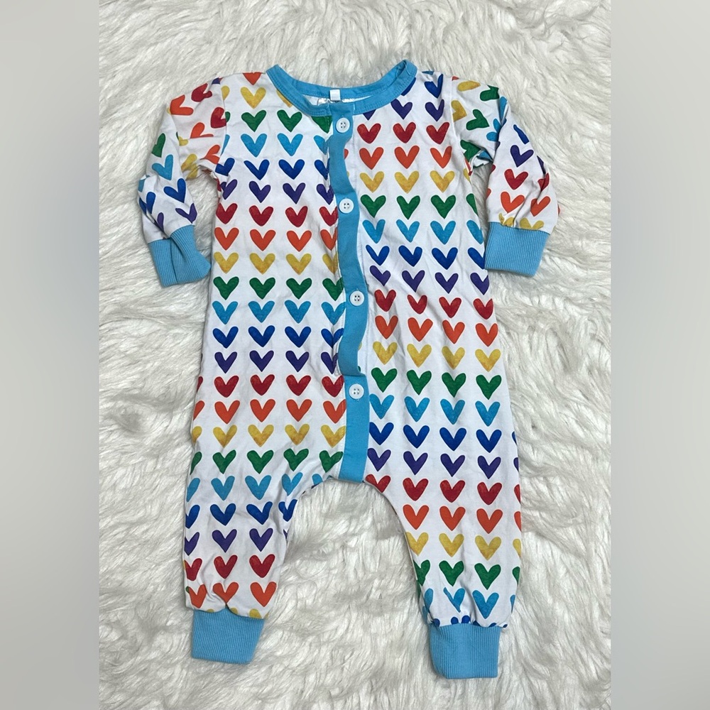Vibrant Heart Print Kids Footie